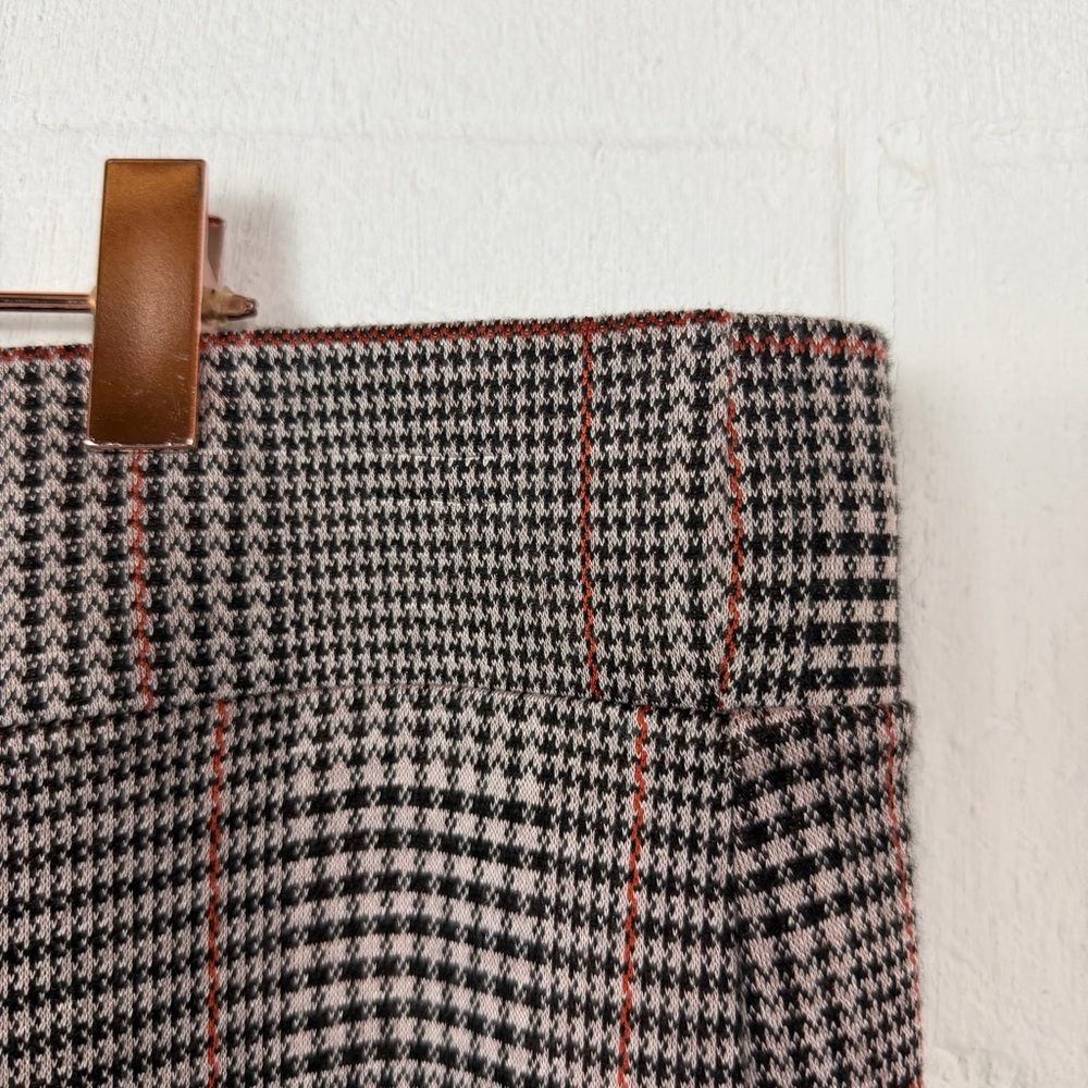 Olivia Blu Pencil Skirt Brown Plaid Stretch Slit Lightweight‎ Office Career 2X - Picture 3 of 9